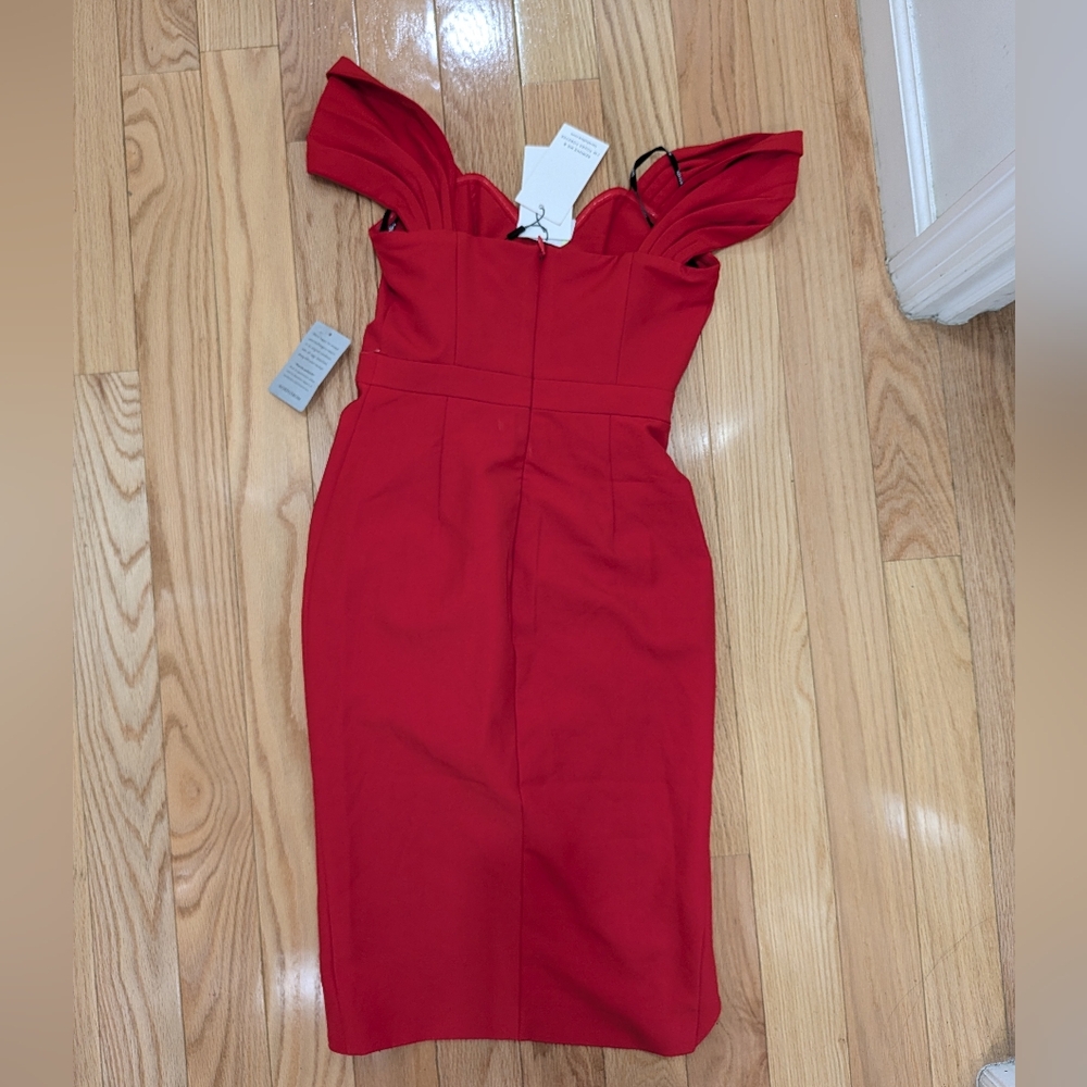 NWT LAVISH ALICE SWEETHEART NECKLINE PLEATED SHEATH DRESS WITH SLIT - Picture 8 of 8